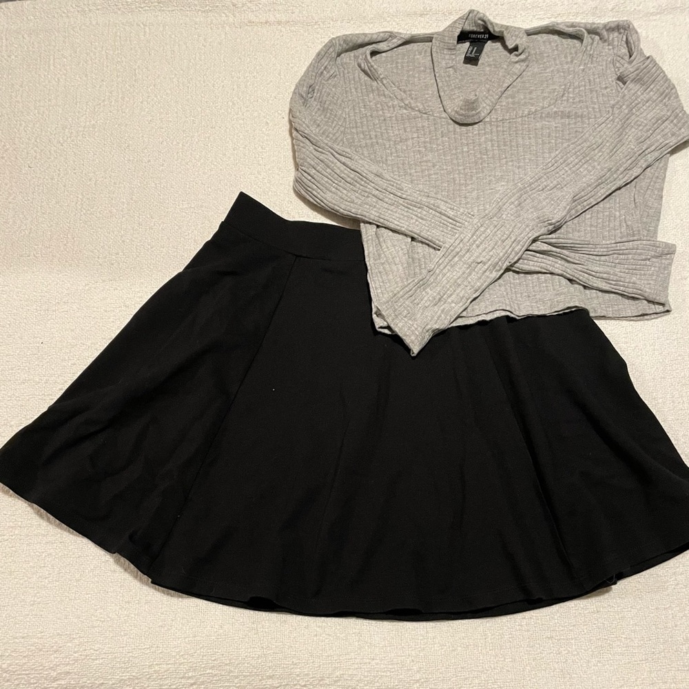 Mini skater skirt and cropped long sleeve